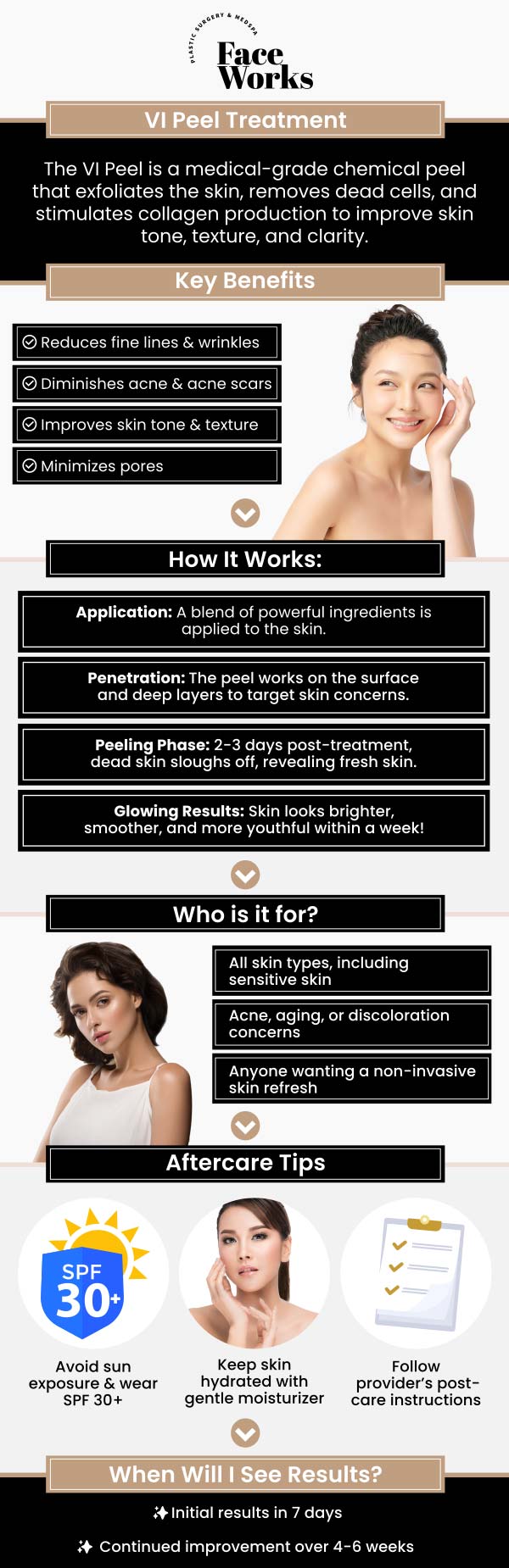 Common questions asked by clients: What is a VI Peel and what does it treat? Is a VI Peel painful? How long does the peeling last, and what should I expect during that time? How do I care for my skin after the peel? For more information, contact us or request an appointment online. We serve patients from Schaumburg IL, Hoffman Estates IL, Rolling Meadows IL, Hanover Park IL, Streamwood IL, Elk Grove Village IL, and surrounding areas.