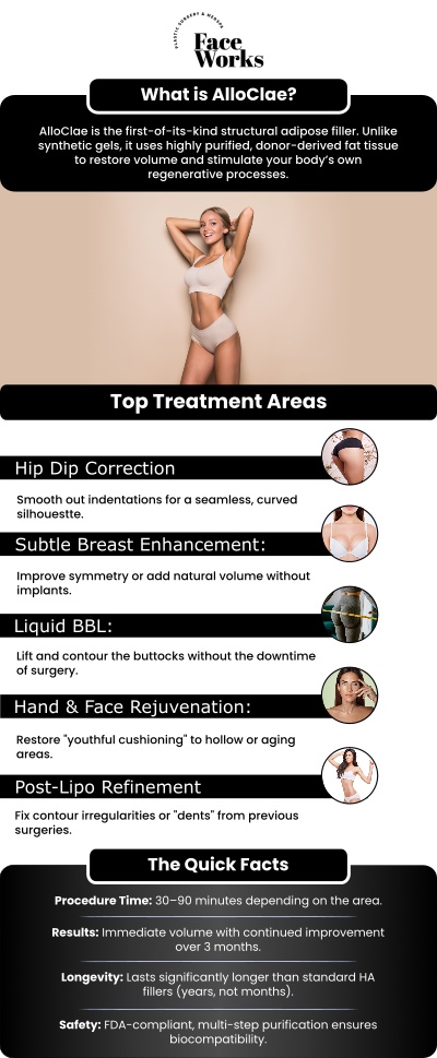 At Face Works Plastic Surgery, Alloclae treatments are designed to address a variety of aesthetic concerns, offering patients a non-invasive solution for facial rejuvenation and skin enhancement. We offer advanced techniques to ensure that each treatment is personalized to meet your unique needs. For more information, contact us or request an appointment online. We are conveniently located at 501 W Golf Rd A, Schaumburg, IL 60195.