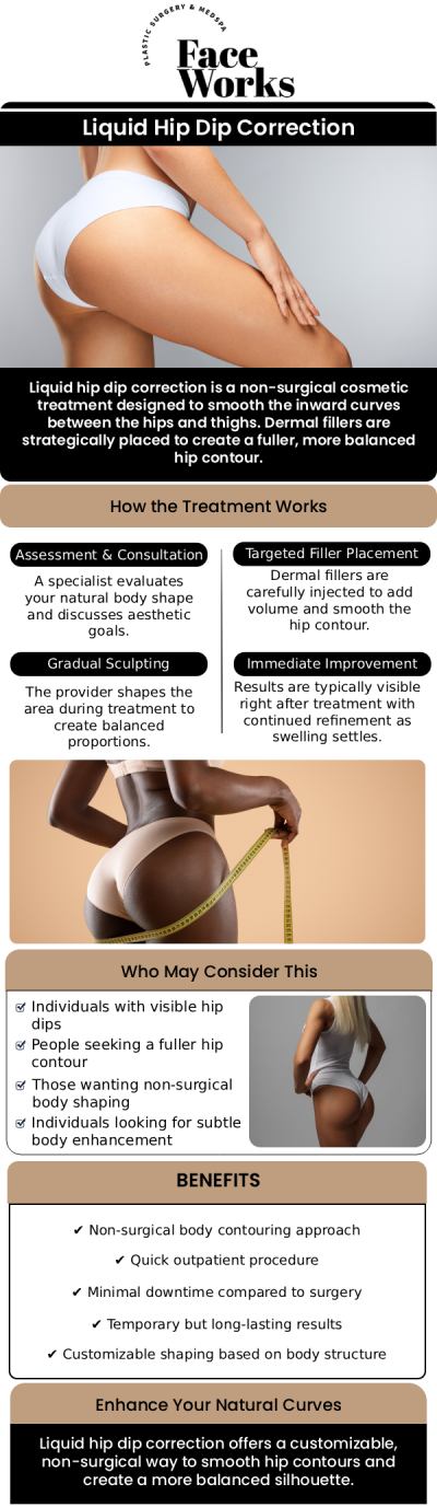 Common questions asked by clients: What are "hip dips"? What is a Liquid Hip Dips treatment and how does it work? What kind of fillers are used for this procedure? How long does the treatment take? For more information, contact us or request an appointment online. We serve patients from Schaumburg IL, Hoffman Estates IL, Rolling Meadows IL, Hanover Park IL, Streamwood IL, Elk Grove Village IL, and surrounding areas.