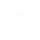 A black and white logo of the company hd.
